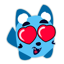 Cat with hearts as eyes.